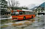 (029'422) - BOB Interlaken - Nr. 1/BE 349'333 - Volvo/Lauber am 21. Februar 1999 beim Bahnhof Interlaken West