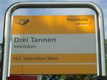 (134'563) - PostAuto-Haltestellenschild - Interlaken, Drei Tannen - am 27.