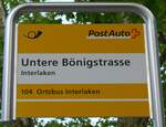 (151'878) - PostAuto-Haltestellenschild - Interlaken, Untere Bnigstrasse - am 28.