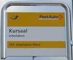 (186'767) - PostAuto-Haltestellenschild - Interlaken, Kursaal - am 3.