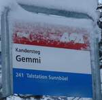 (131'677) - AFA-Haltestellenschild - Kandersteg, Gemmi - am 26. Dezember 2010