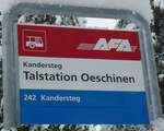 (131'693) - AFA-Haltestellenschild - Kandersteg, Talstation Oeschinen - am 26. Dezember 2010