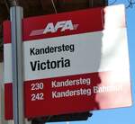 (231'374) - AFA-Haltestellenschild - Kandersteg, Victoria - am 16. Dezember 2021