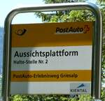 (237'661) - PostAuto-Haltestellenschild - Aussichtsplattform, Halte-Stelle Nr.