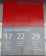 (201'445) - BERNMOBIL-Haltestellenschild - Kniz, Weiermatt - am 4. Februar 2019