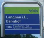 (225'868) - bls-Haltestellenschild - Langnau i.E., Bahnhof - am 13. Juni 2021