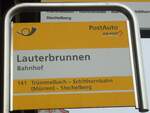 (131'837) - PostAuto-Haltestellenschild - Lauterbrunnen, Bahnhof - am 30.