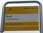 Lauterbrunnen/745896/171745---postauto-haltestellenschild---lauterbrunnen-dof (171'745) - PostAuto-Haltestellenschild - Lauterbrunnen, Dof - am 12. Juni 2016