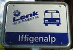 (146'105) - AFA-Haltestellenschild - Lenk, Iffigenalp - am 28. Juli 2013