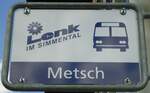(146'324) - AFA-Haltestellenschild - Lenk, Metsch - am 17. August 2013