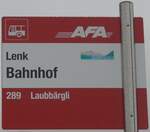 Lenk/748663/199615---afa-haltestellenschild---lenk-bahnhof (199'615) - AFA-Haltestellenschild - Lenk, Bahnhof - am 26. November 2018