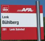 (252'636) - AFA-Haltestellenschild - Lenk, Bhlberg - am 11. Juli 2023