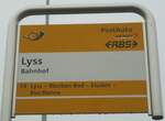 Lyss/742981/148350---postautorbs-haltestellenschild---lyss-bahnhof (148'350) - PostAuto/RBS-Haltestellenschild - Lyss, Bahnhof - am 15. Dezember 2013