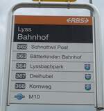 (196'546) - RBS-Haltestellenschild - Lyss, Bahnhof - am 3.