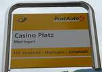 Meiringen/743301/151569---postauto-haltestellenschild---meiringen-casino (151'569) - PostAuto-Haltestellenschild - Meiringen, Casino Platz - am 15. Juni 2014