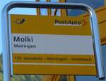 Meiringen/746128/173704---postauto-haltestellenschild---meiringen-molki (173'704) - PostAuto-Haltestellenschild - Meiringen, Molki - am 8. August 2016