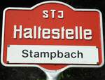 merligen/735638/128228---sti-haltestellenschild---merligen-stampbach (128'228) - STI-Haltestellenschild - Merligen, Stampbach - am 1. August 2010