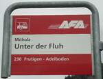 (138'466) - AFA-Haltestellenschild - Mitholz, Unter der Fluh - am 6. April 2012