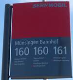 (201'470) - BERNMOBIL-Haltestellenschild - Mnsingen, Bahnhof - am 4. Februar 2019