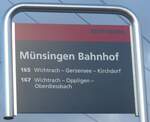 Munsingen/750096/212888---bernmobil-haltestellenschild---muensingen-bahnhof (212'888) - BERNMOBIL-Haltestellenschild - Mnsingen, Bahnhof - am 14. Dezember 2019