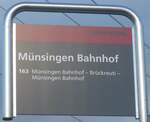 (212'889) - BERNMOBIL-Haltestellenschild - Mnsingen, Bahnhof - am 14. Dezember 2019