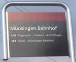 Munsingen/750101/212892---bernmobil-haltestellenschild---muensingen-bahnhof (212'892) - BERNMOBIL-Haltestellenschild - Mnsingen, Bahnhof - am 14. Dezember 2019