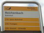Reichenbach i.K./742040/138478---postauto-haltestellenschild---reichenbach-bahnhof (138'478) - PostAuto-Haltestellenschild - Reichenbach, Bahnhof - am 6. April 2012