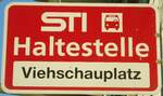 (134'636) - STI-Haltestellenschild - Reutigen, Viehschauplatz - am 2.