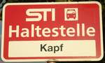 (134'640) - STI-Haltestellenschild - Reutigen, Kapf - am 2. Juli 2011