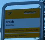 (213'407) - PostAuto-Haltestellenschild - Rosenlaui, Broch - am 5.