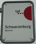 (133'988) - tpf-Haltestellenschild - Schwarzenburg, Bahnhof - am 9.