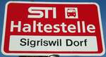 (136'693) - STI-Haltestellenschild - Sigriswil, Sigriswil Dorf - am 31. Oktober 2011