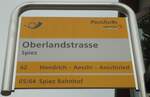 (130'305) - PostAuto-Haltestellenschild - Spiez, Oberlandstrasse - am 11. Oktober 2010