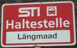 (133'353) - STI-Haltestellenschild - Spiez, Lngmaad - am 21. April 2011