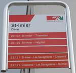 (203'582) - cj-Haltestellenschild - St-Imier, Gare - am 13.