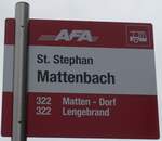 st-stephan/749205/200648---afa-haltestellenschild---st-stephan (200'648) - AFA-Haltestellenschild - St. Stephan, Mattenbach - am 6. Januar 2019