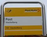 (168'557) - PostAuto-Haltestellenschild - Stechelberg, Post - am 24. Januar 2016