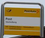 Stechelberg/745521/168558---postauto-haltestellenschild---stechelberg-post (168'558) - PostAuto-Haltestellenschild - Stechelberg, Post - am 24. Januar 2016