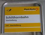 (188'273) - PostAuto-Haltestellenschild - Stechelberg, Schilthornbahn - am 5. Februar 2018