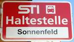 Steffisburg/735393/128208---sti-haltestellenschild---steffisburg-sonnenfeld (128'208) - STI-Haltestellenschild - Steffisburg, Sonnenfeld - am 1. August 2010