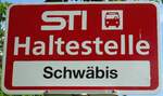 (128'209) - STI-Haltestellenschild - Steffisburg, Schwbis - am 1. August 2010