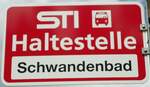 Steffisburg/736352/128767---sti-haltestellenschild---steffisburg-schwandenbad (128'767) - STI-Haltestellenschild - Steffisburg, Schwandenbad - am 15. August 2010