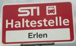 (128'768) - STI-Haltestellenschild - Steffisburg, Erlen - am 15. August 2010