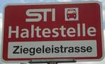 (128'769) - STI-Haltestellenschild - Steffisburg, Ziegelei - am 15.