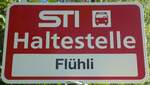 (133'917) - STI-Haltestellenschild - Steffisburg, Flhli - am 29. Mai 2011