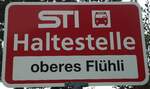 (136'616) - STI-Haltestellenschild - Steffisburg, oberes Flhli - am 17.