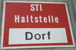 (137'062) - STI-Haltestellenschild - Steffisburg, Dorf - am 28. November 2011