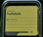 (153'724) - STI-Haltestellenschild - Steffisburg, Fuchsloch - am 10.