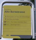 (162'467) - STI-Haltestellenschild - Steffisburg, Alte Bernstrasse - am 22. Juni 2015