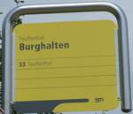 (153'706) - STI-Haltestellenschild - Teuffenthal, Burghalten - am 10. August 2014